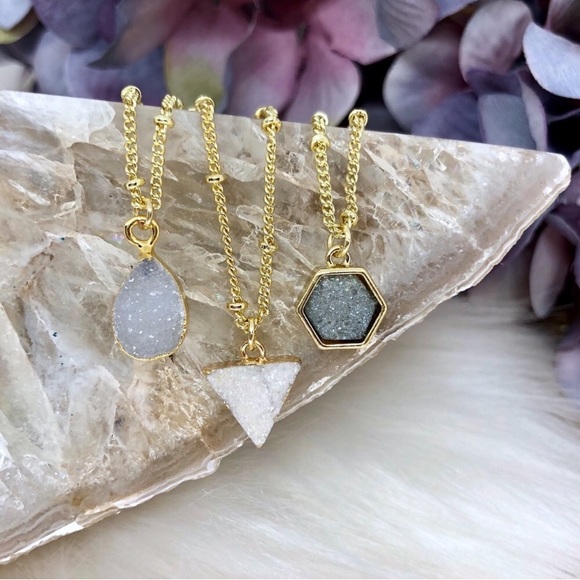 Simple Sanctuary Jewelry - HP Dainty Gold Druzy Necklaces